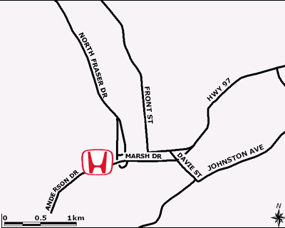 Quesnel Honda's Location on the Map
